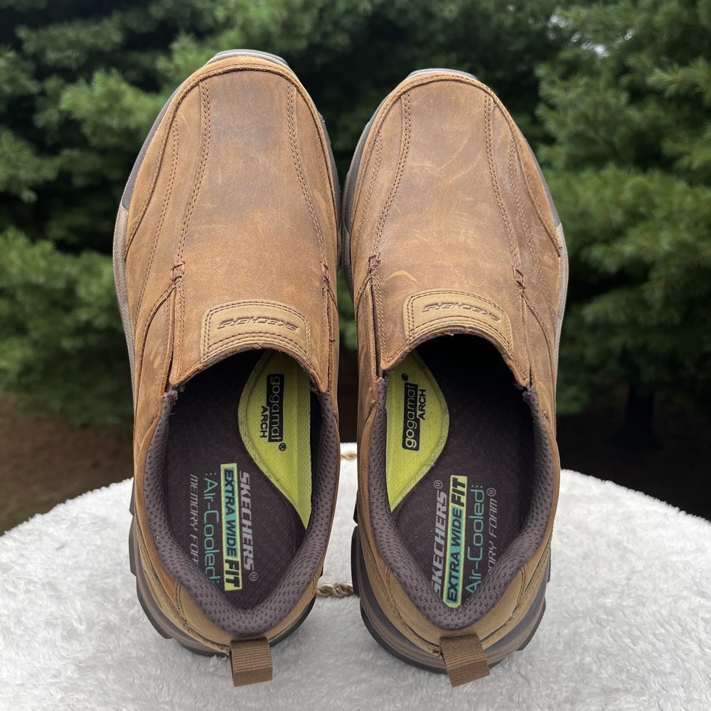 Skechers Lowry Loafers Mens 10.5 X-Wide Fit Brown Leather Slip-on Shoes Sneakers - Picture 7 of 9
